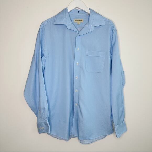 Tommy Bahama | Blue and White Stripe Button Down Shirt - Picture 1 of 8